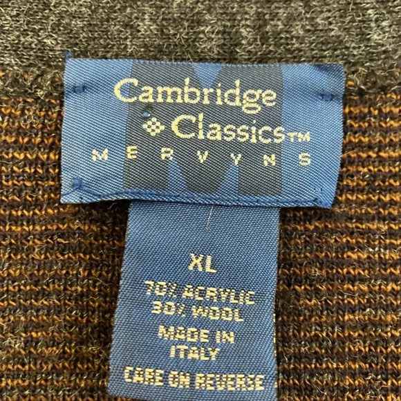 Cambridge Classics Mens Vintage 90s Grunge Grandpa Italy Cardigan XL Gray FA EXC - Picture 6 of 10